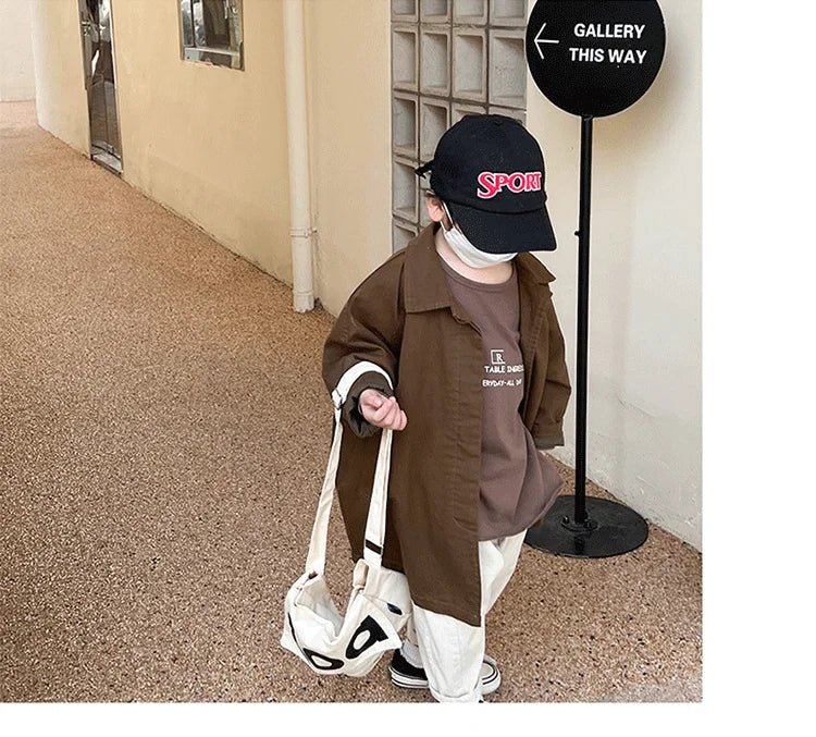 Kids Boys Girls Thin Jacket Coats 2025 New Arrival Children Csual Long Windbreaker Apricot Coffee Navy Spring Autumn Cotton Tops