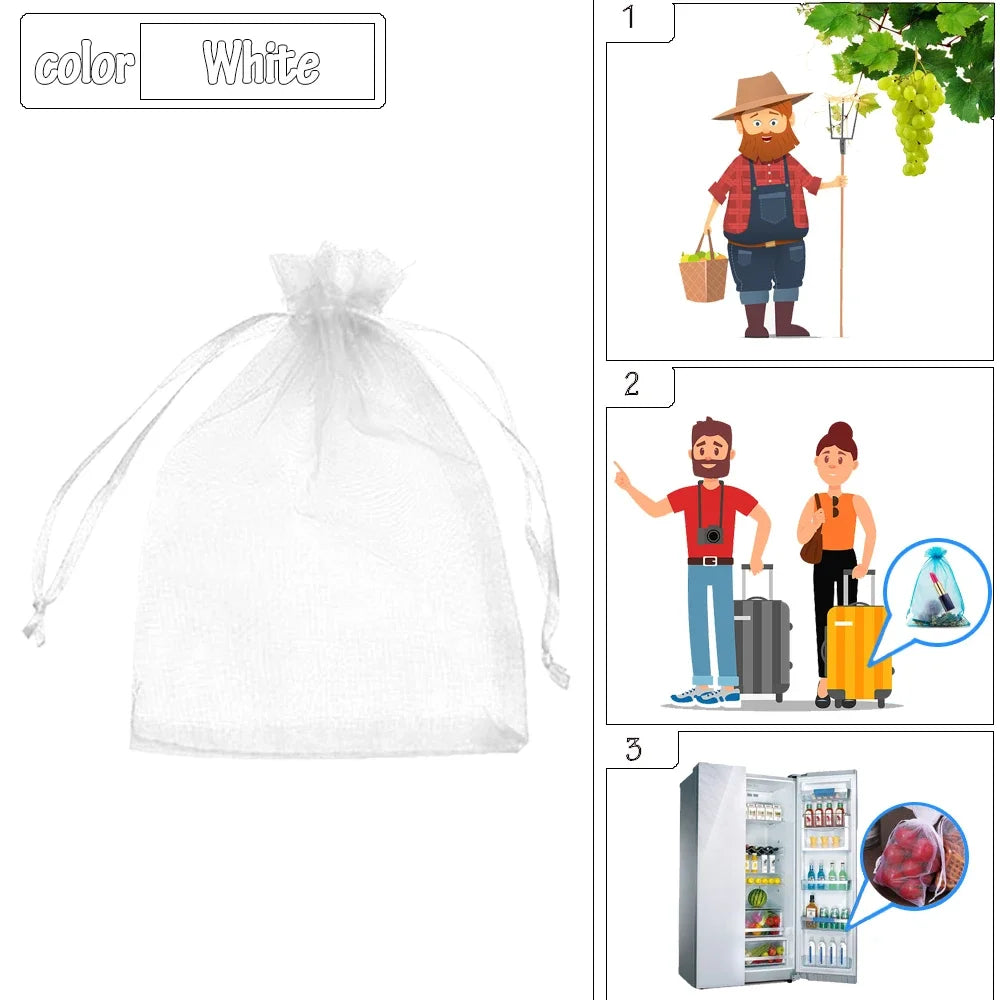 10-100pcs Plant Protection Bags Fruit Grow Bags Netting Mesh for Vegetable Strawberry Grapes Pest Control Anti-Bird Garden Tools
