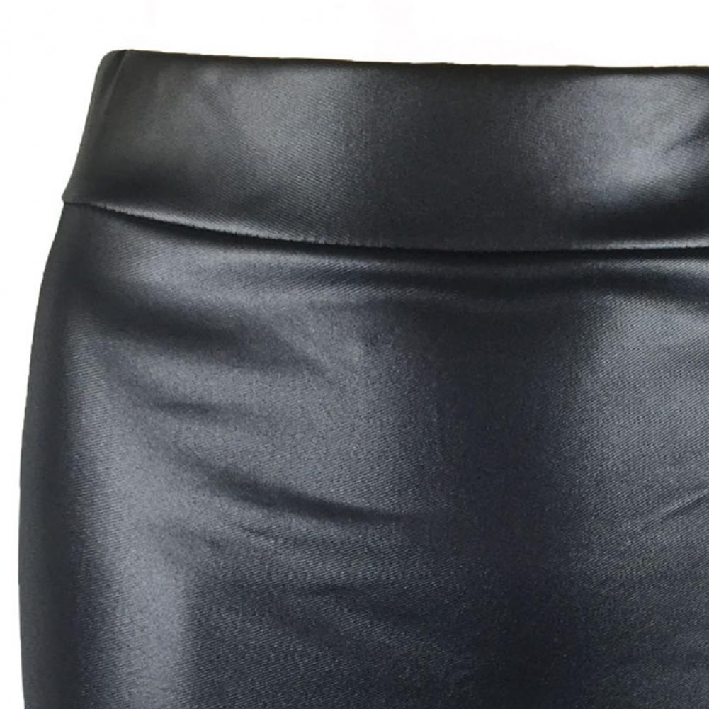 Skinny Matte Faux Leather Mini Skirts Women High Waist Solid Color Slim Fit Bodycon Skirts Summer