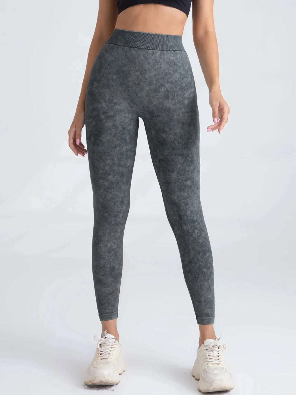 Sports Seamless Leggings Women V-back Waist Tights High Waist Hip Liftting Gym Pants Frosted Water Wash Stretchy Yoga Leggings
