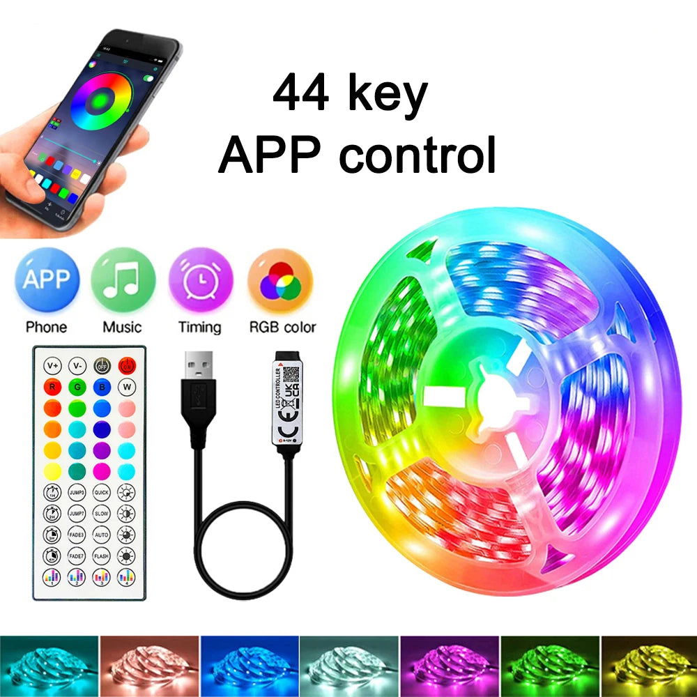 Ruban LED RGB 1-40m – Sync Musique, Télécommande 44 Touches & Contrôle APP, Déco Maison & TV