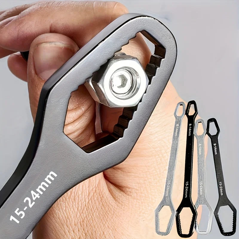 Clé à Molette Double Tête Universelle – Auto-Serrant 3-17mm, Cliquet Ajustable