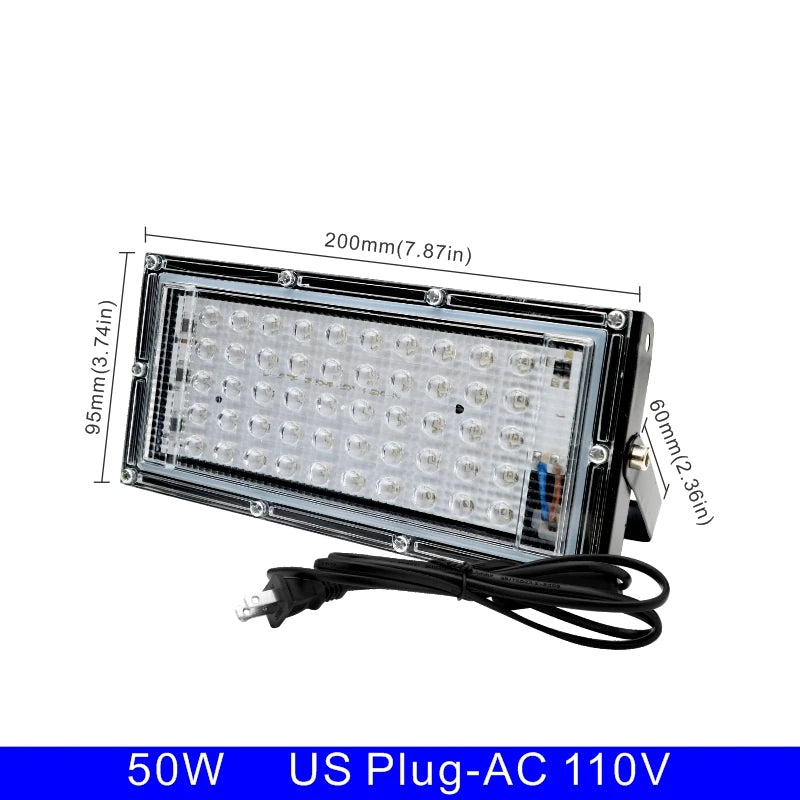 Led UV Floodlight 110V 220V 50W 100W Party Light 395Nm 400Nm IP65 Waterproof Ultraviolet Fluorescent Stage Lamp with US/EU Plug