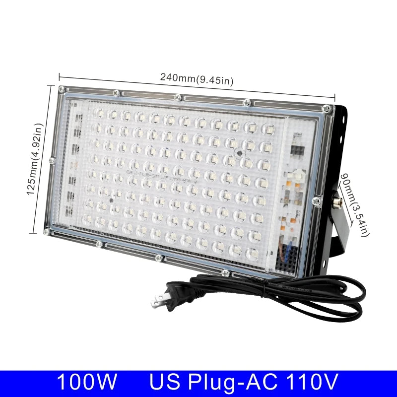 Led UV Floodlight 110V 220V 50W 100W Party Light 395Nm 400Nm IP65 Waterproof Ultraviolet Fluorescent Stage Lamp with US/EU Plug