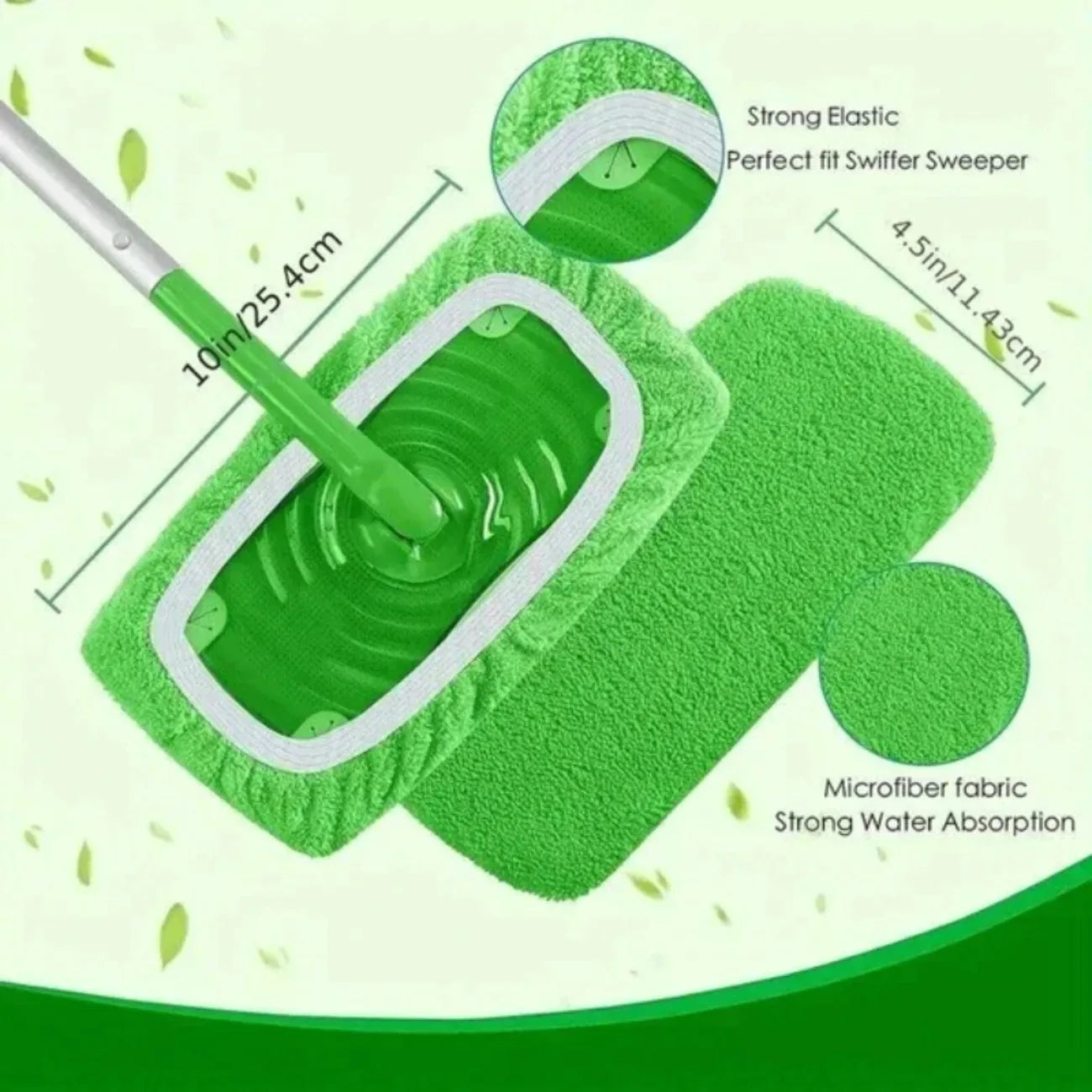 Lot 6 Tampons Balai Plat Lavables – Éco-Responsable, Poussière, Sol Mouillé & Poils d'Animaux