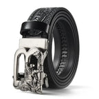 Men'S Casual Leather Belt Carving Flowers Vintage Style Automatic Buckle Hip Hop Snake Wolf King Tiger Fashion Accessories