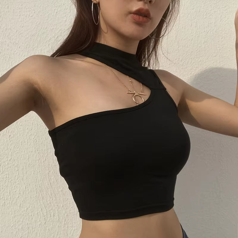 Elevate Your Summer Wardrobe with the 2024 Sleeveless Sexy Women’s Casual Slim Fit Black Crop Top - Available in S, M, L