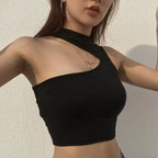 Elevate Your Summer Wardrobe with the 2024 Sleeveless Sexy Women’s Casual Slim Fit Black Crop Top - Available in S, M, L