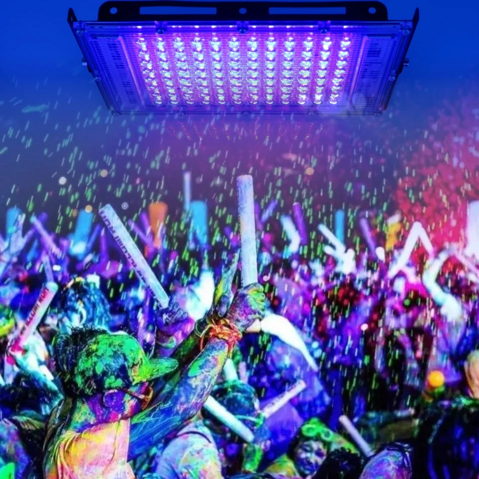 Led UV Floodlight 110V 220V 50W 100W Party Light 395Nm 400Nm IP65 Waterproof Ultraviolet Fluorescent Stage Lamp with US/EU Plug
