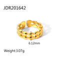 Uworld Vintage 18K Gold Malachite Statement Open Ring Waterproof 18K PVD Gold Plated Stainless Steel Bague Femme Acier Inoxydabl