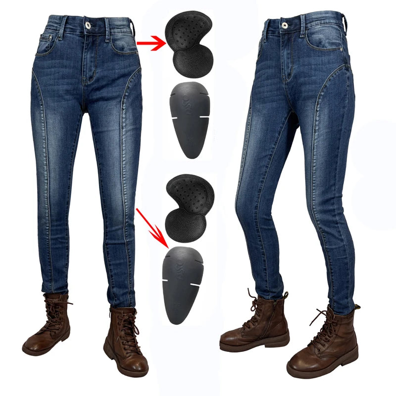 Protective Jeans Women Motorcycle Pants Blue Moto Jeans Protective Gear Blue Motorbike Trousers Motocross Pants Moto Pants