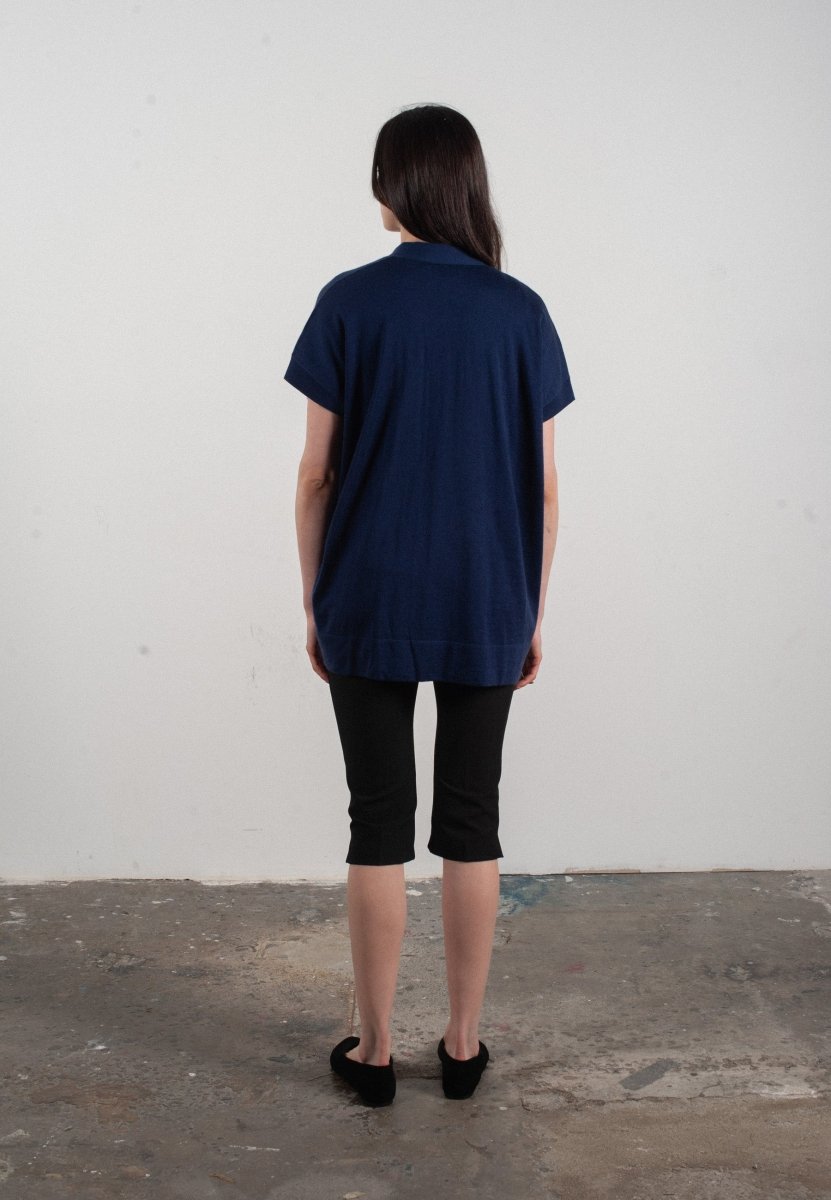 Gilet à manches courtes femme en cachemire & laine ultrafin bleu marine - KELLY 5