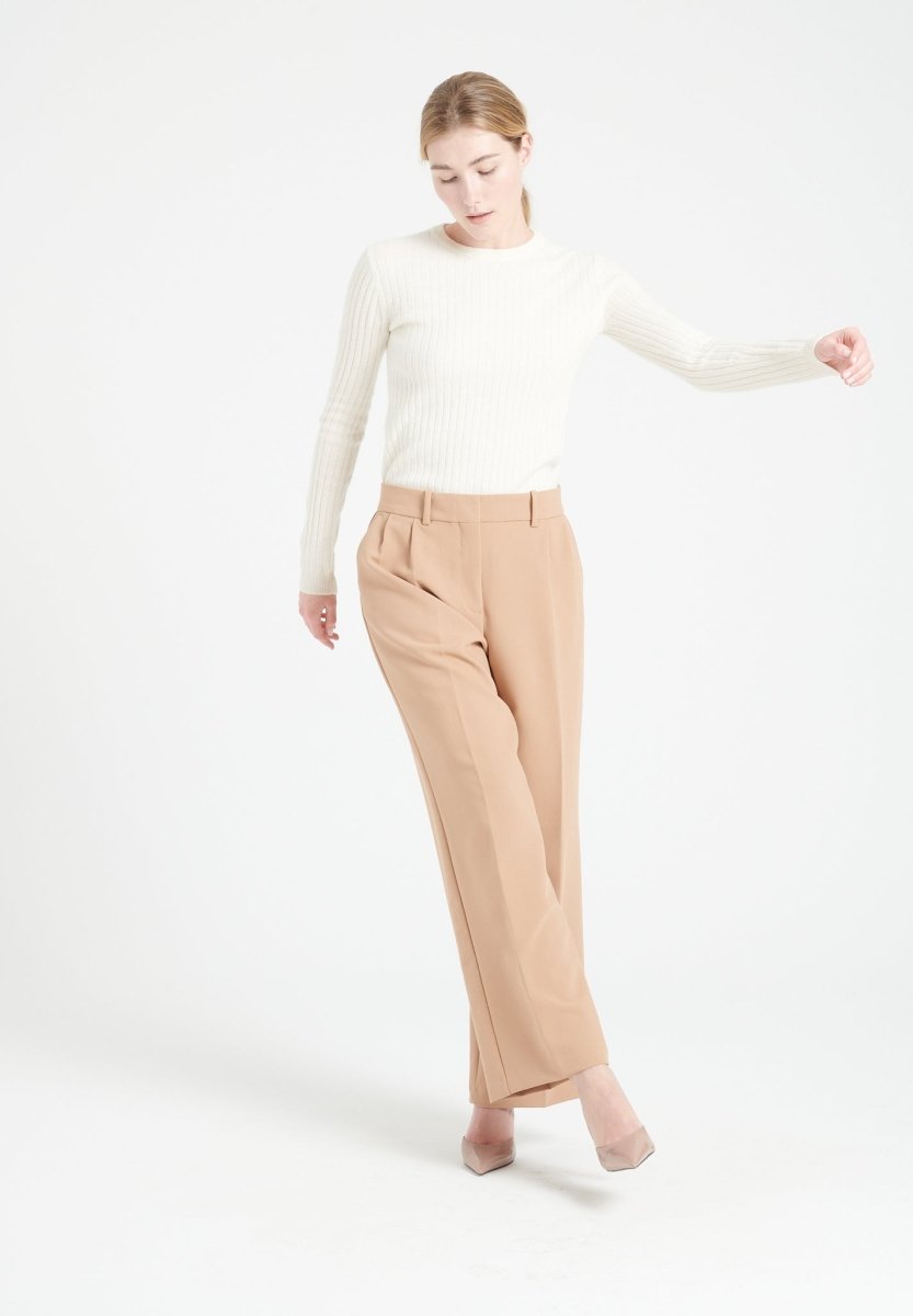 Pull col rond femme en cachemire blanc écru - LILLY 16