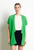Gilet kimono manches courtes en cachemire vert pomme - RIA 4